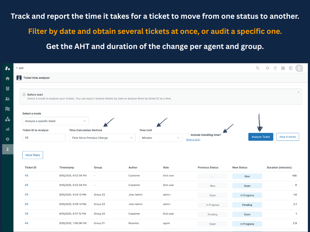 Ticket Time Analyser screenshot 1